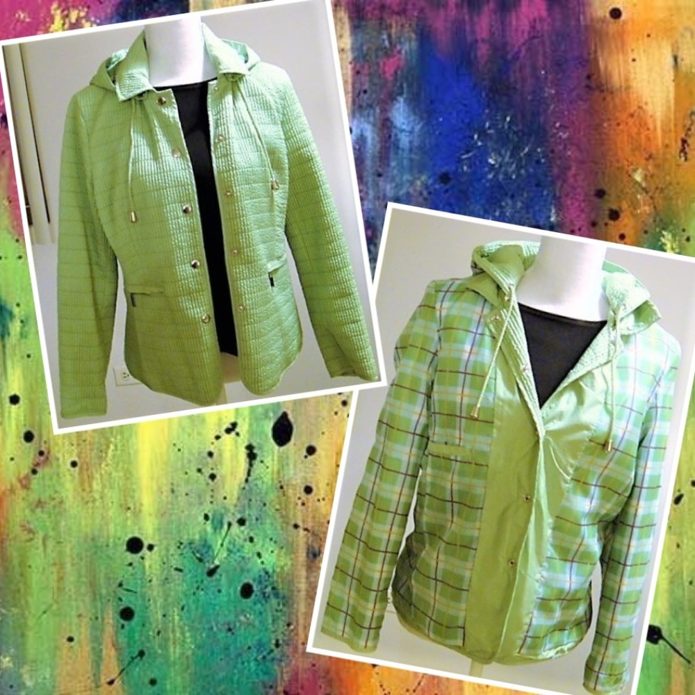 Aeros Green Plaid/ Green Reversible Lightweight Jacket - Picture 1 of 6